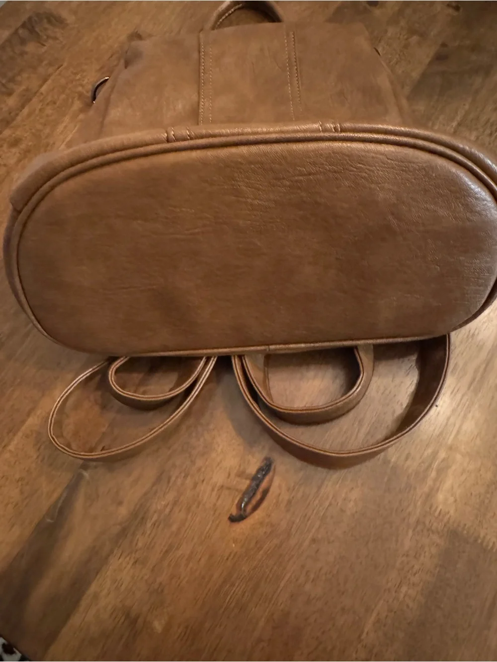 Leather Tote Backpack in Tan - Unbranded